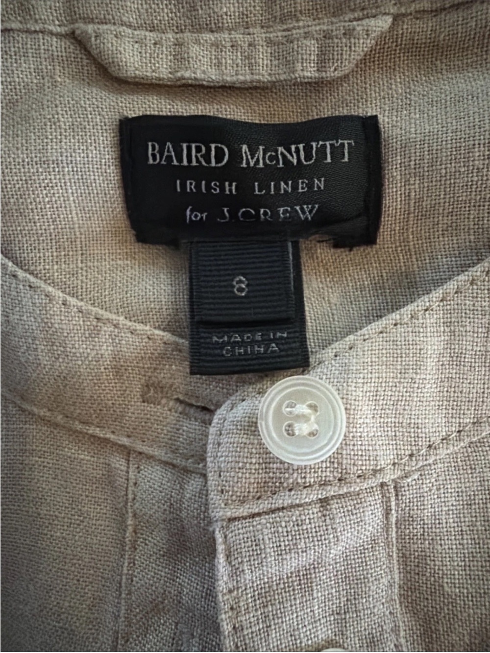 J.Crew Baird McNutt Irish Linen Long Sleeve Popover Top In Oatmeal Sz 8 Neutral - Picture 5 of 11